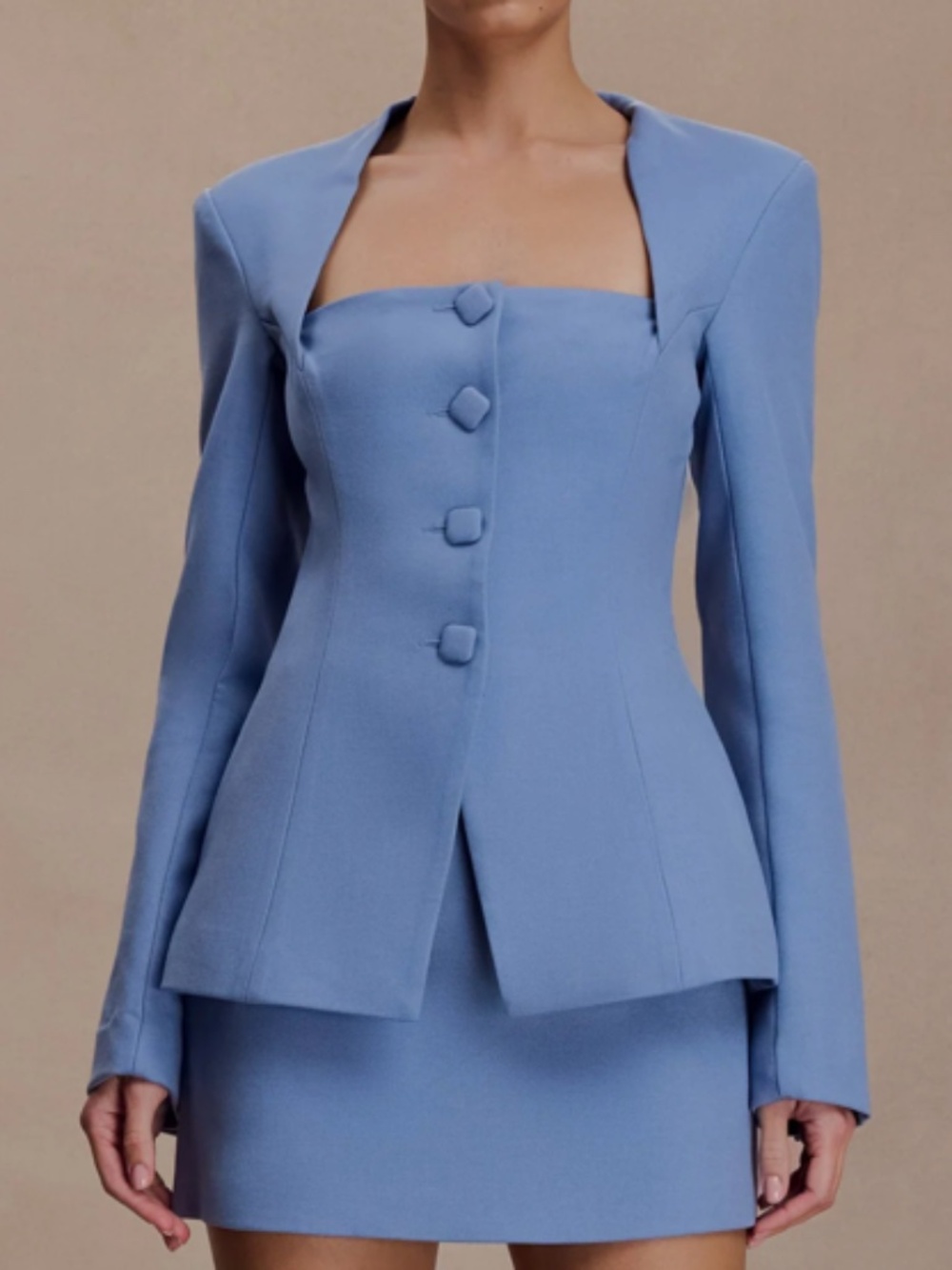 Christel Suiting Fitted Blazer - Ocean Blue